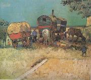 Vincent Van Gogh Encampment of Gypsies with Caravans (nn04) oil painting picture wholesale
